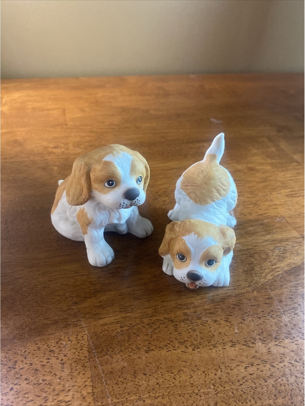 Homco Home Interior Pair Springer Spaniel Pup Puppies Figurines 3" Tall #1407